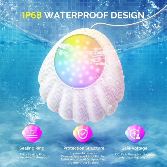 Other - LOFTEK 10W LED Pool Lights with APP Control, Submersible Lights with IP68 Waterp